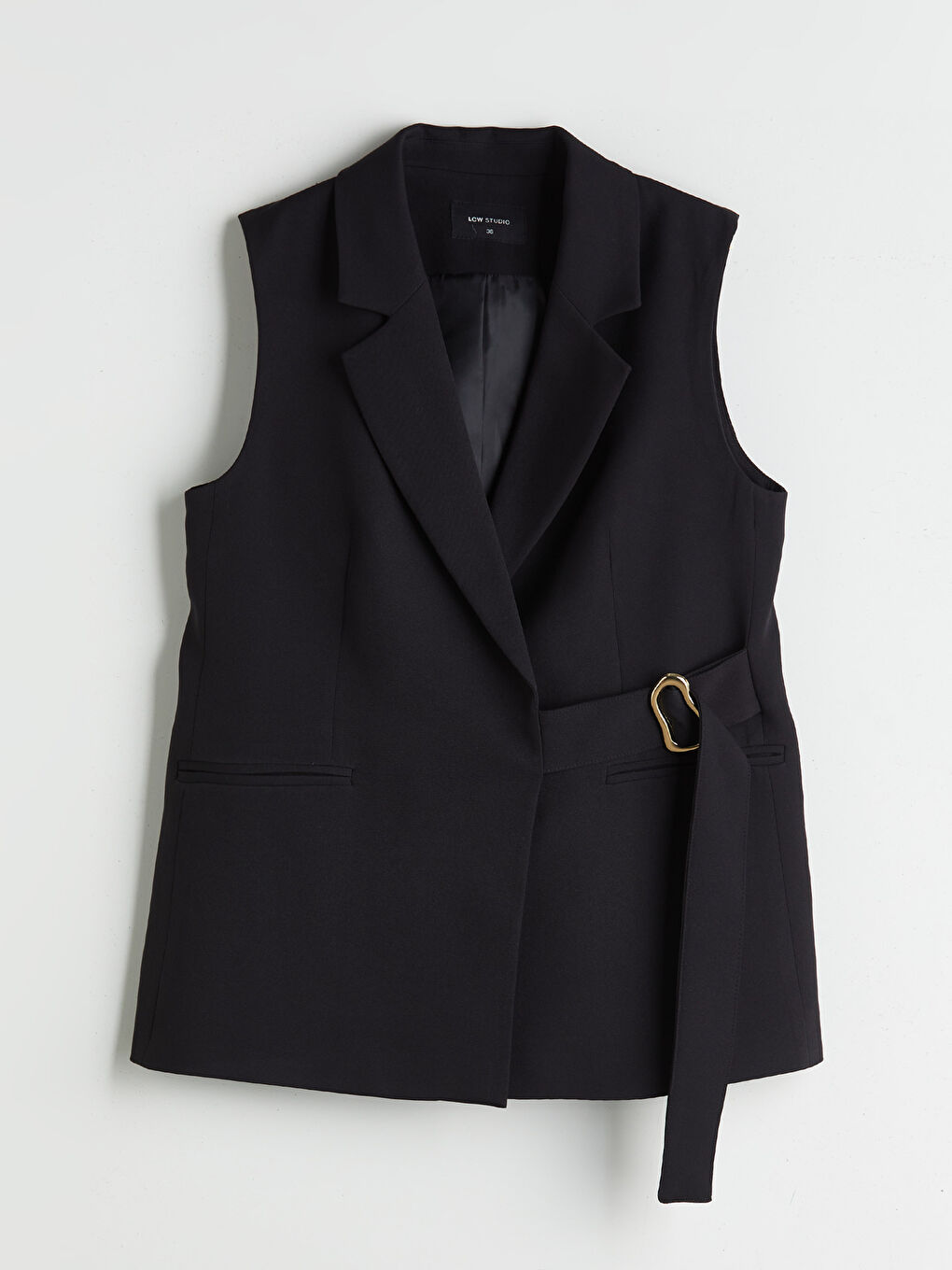 Siyah Kruvaze Yaka Kadın Klasik Yelek-7