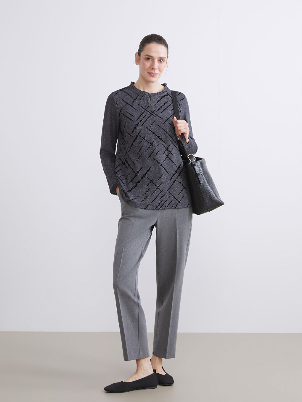 Әйелдер антрацит түстес Блузка-1