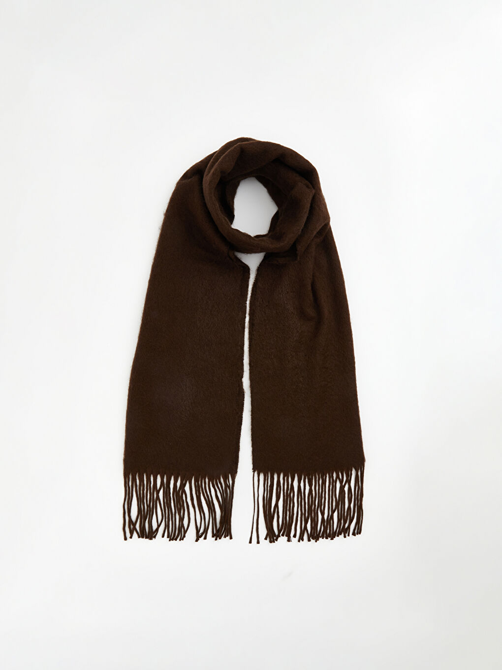 Kahverengi Püsküllü Kadın Atkı