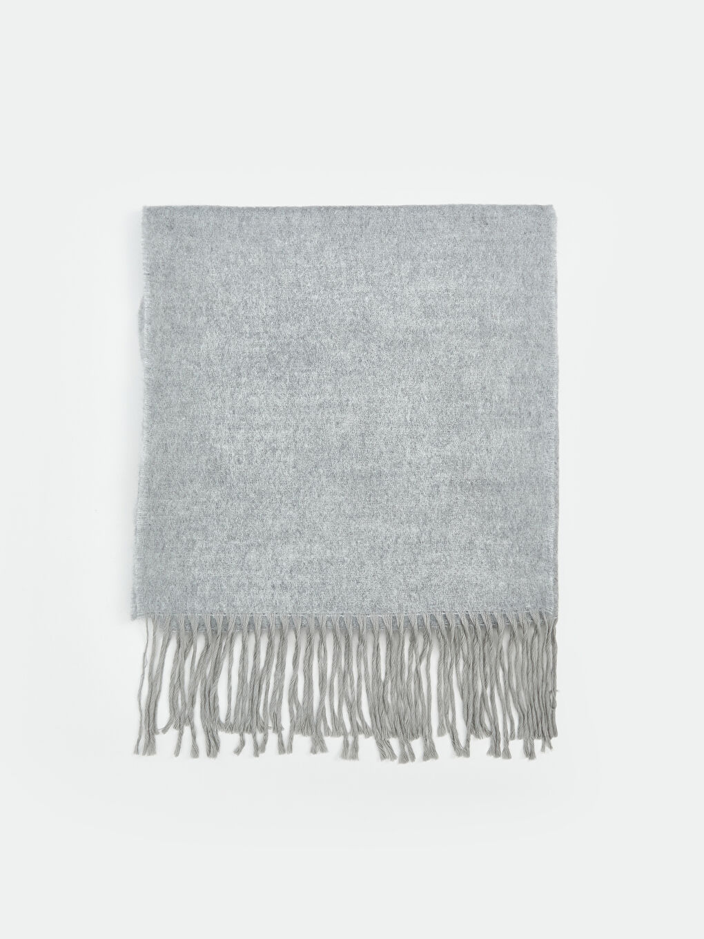 Gri Düz Püsküllü Kadın Atkı-1