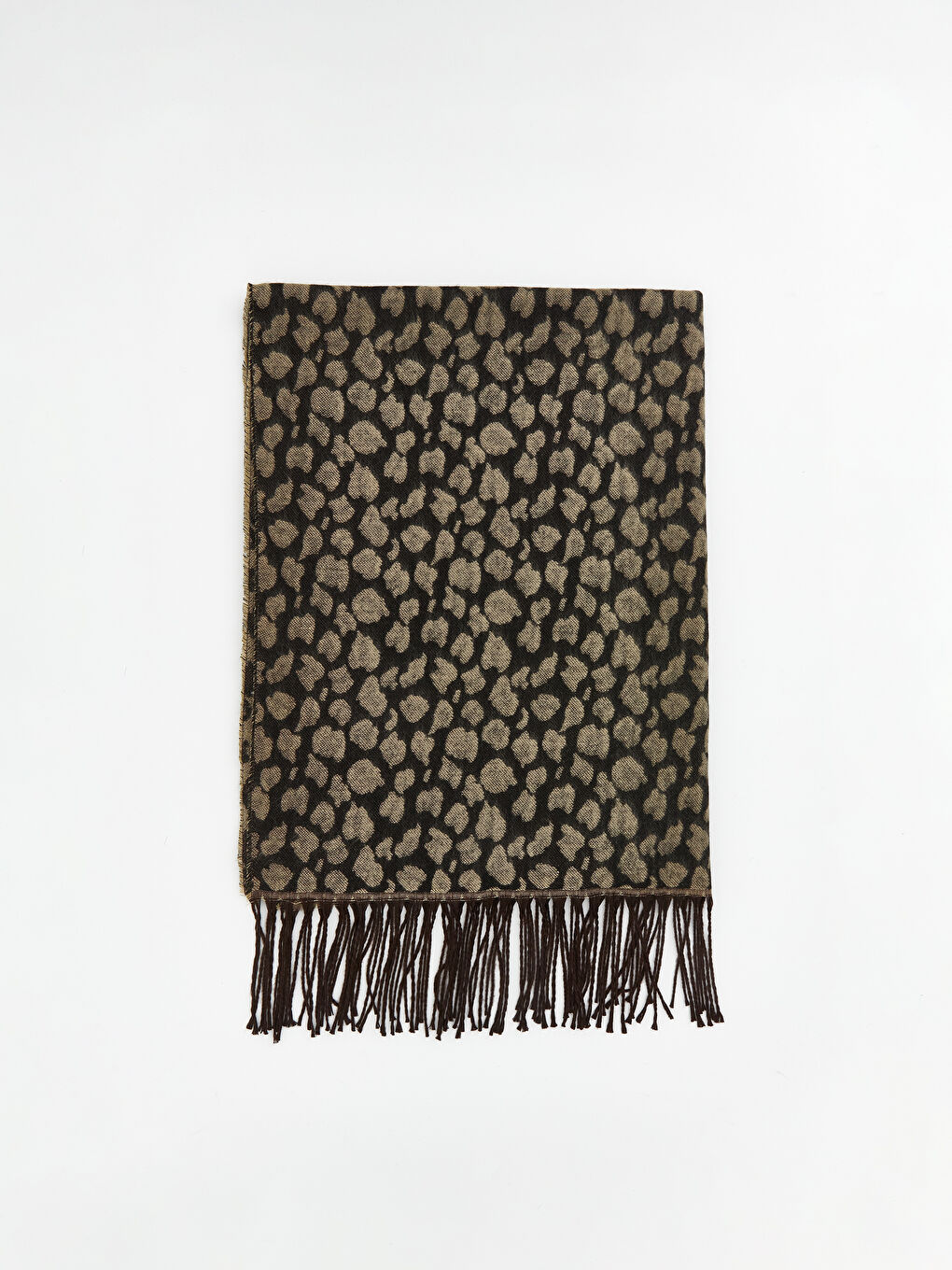 Kahverengi Leopar Desenli Kadın Atkı-1