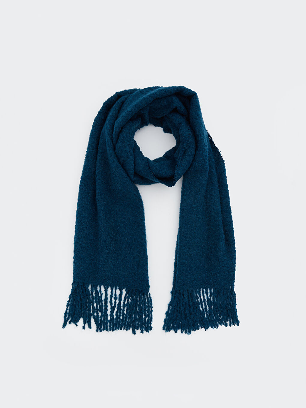 Petrol Püsküllü Kadın Atkı