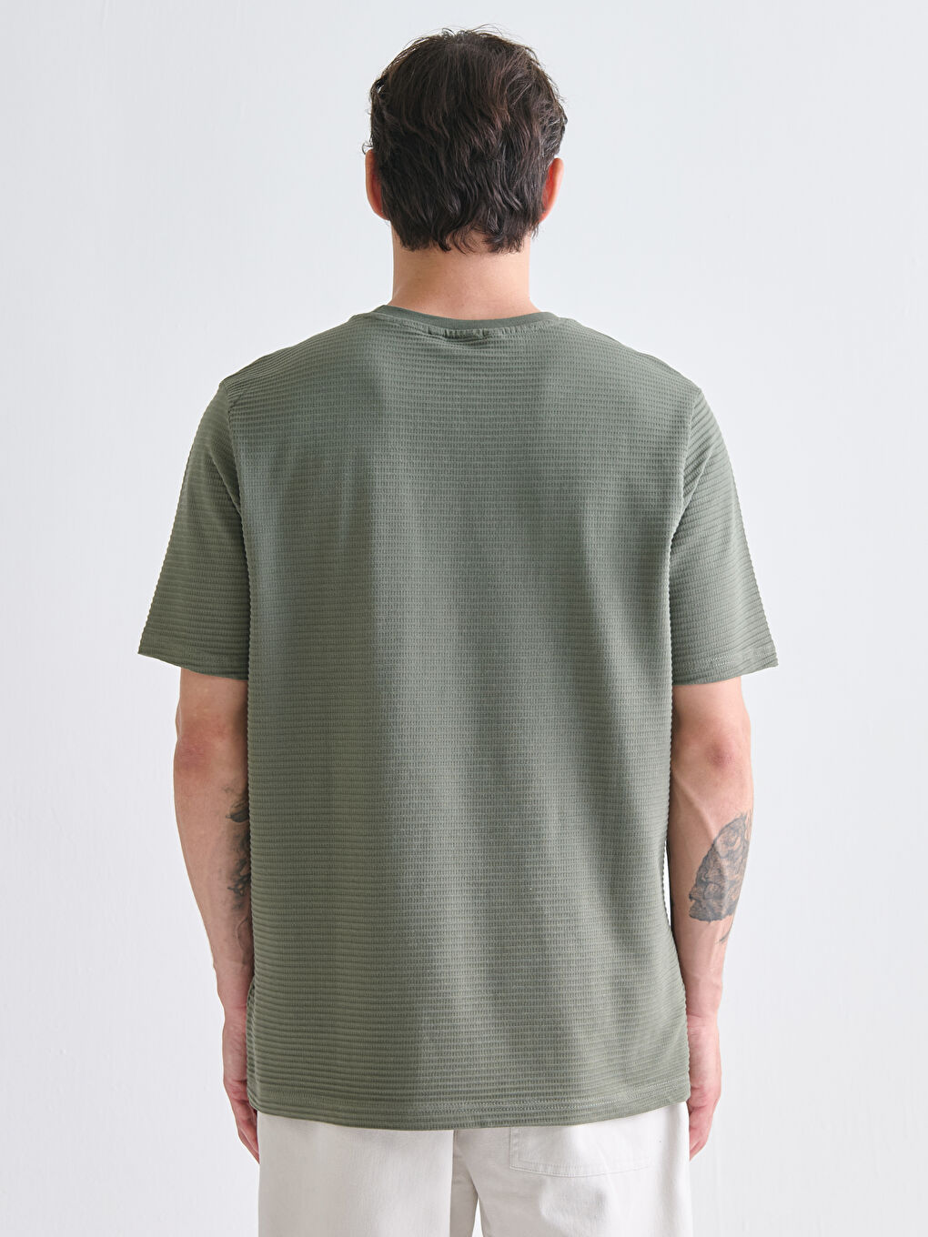 Haki Bisiklet Yaka Erkek Tişört-3