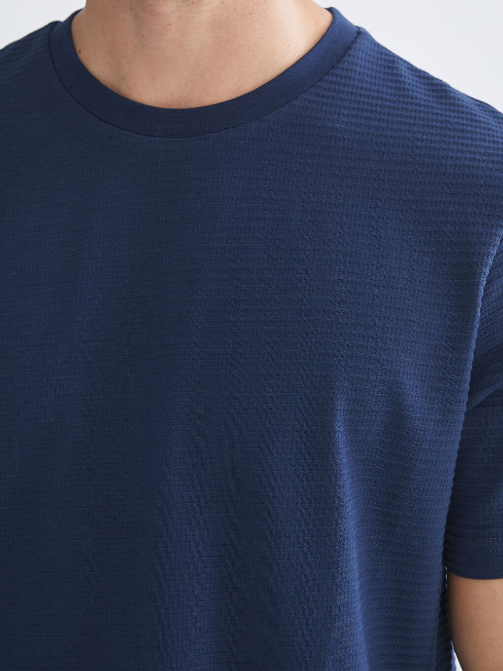 Lacivert Bisiklet Yaka Erkek Tişört-2