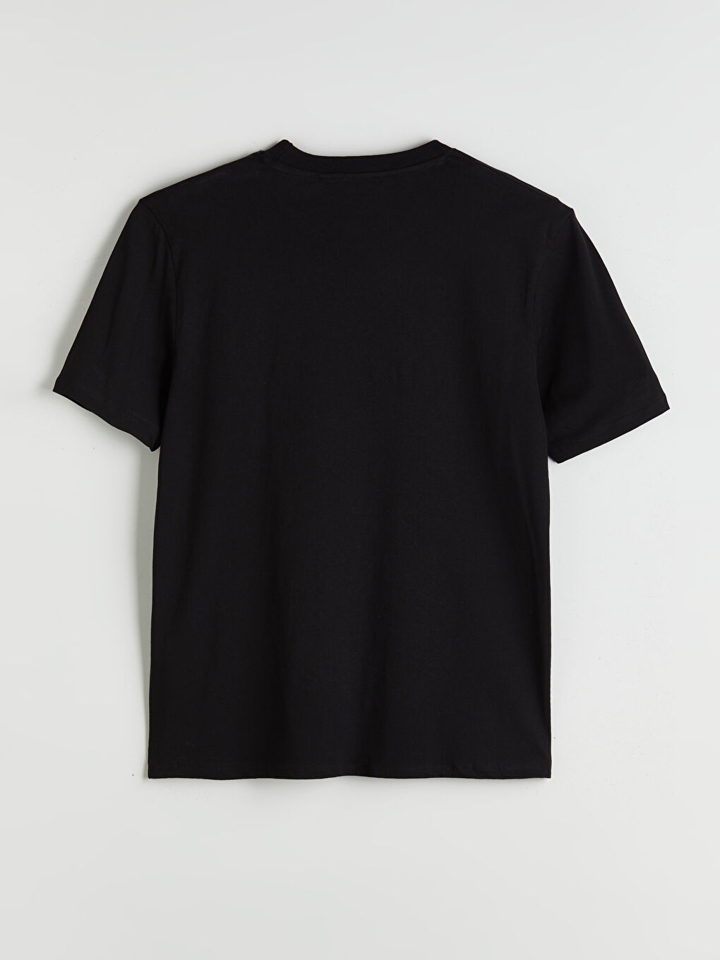 Siyah Bisiklet Yaka Baskılı Penye Erkek Tişört-5