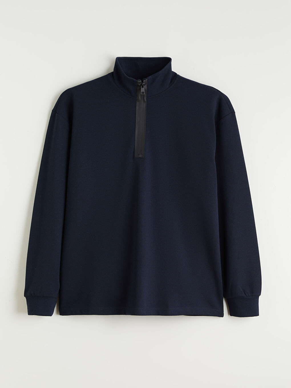 Lacivert Fermuarlı Dik Yaka Uzun Kollu Erkek Sweatshirt-4