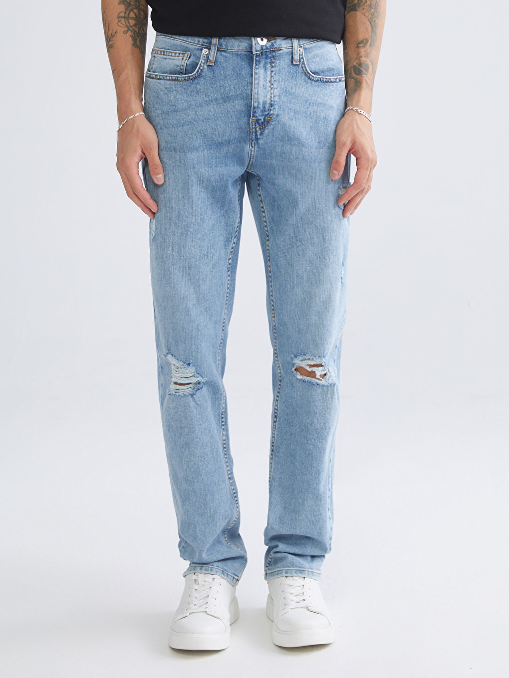 İndigo 750 Slim Fit Yırtık Detaylı Erkek Jean Pantolon-1