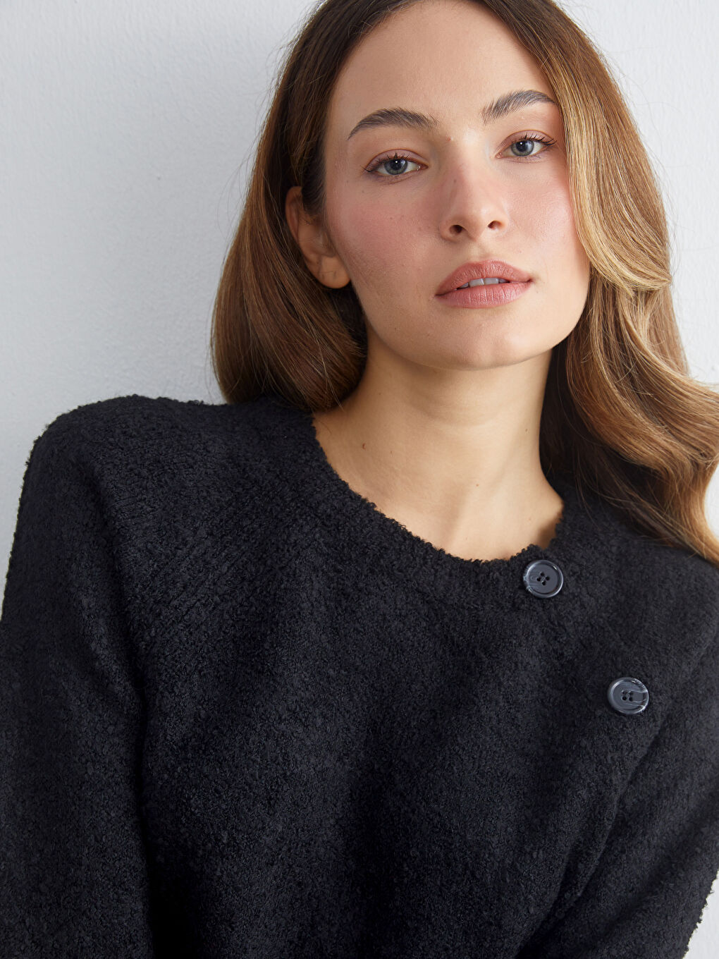 Siyah Bisiklet Yaka Kadın Triko Kazak-2