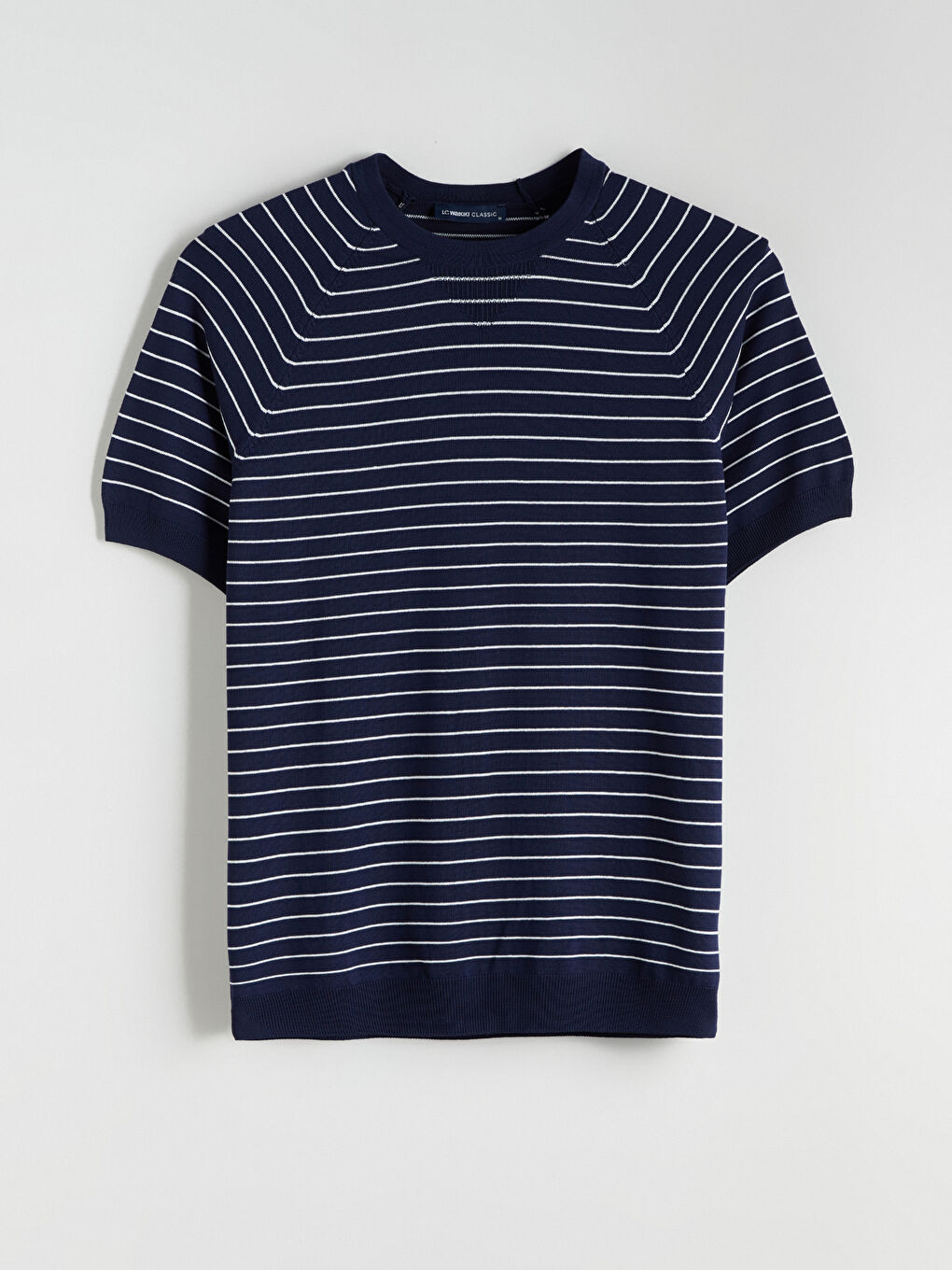 Crew Neck Short Sleeve Striped Men's Knitwear Sweater-4