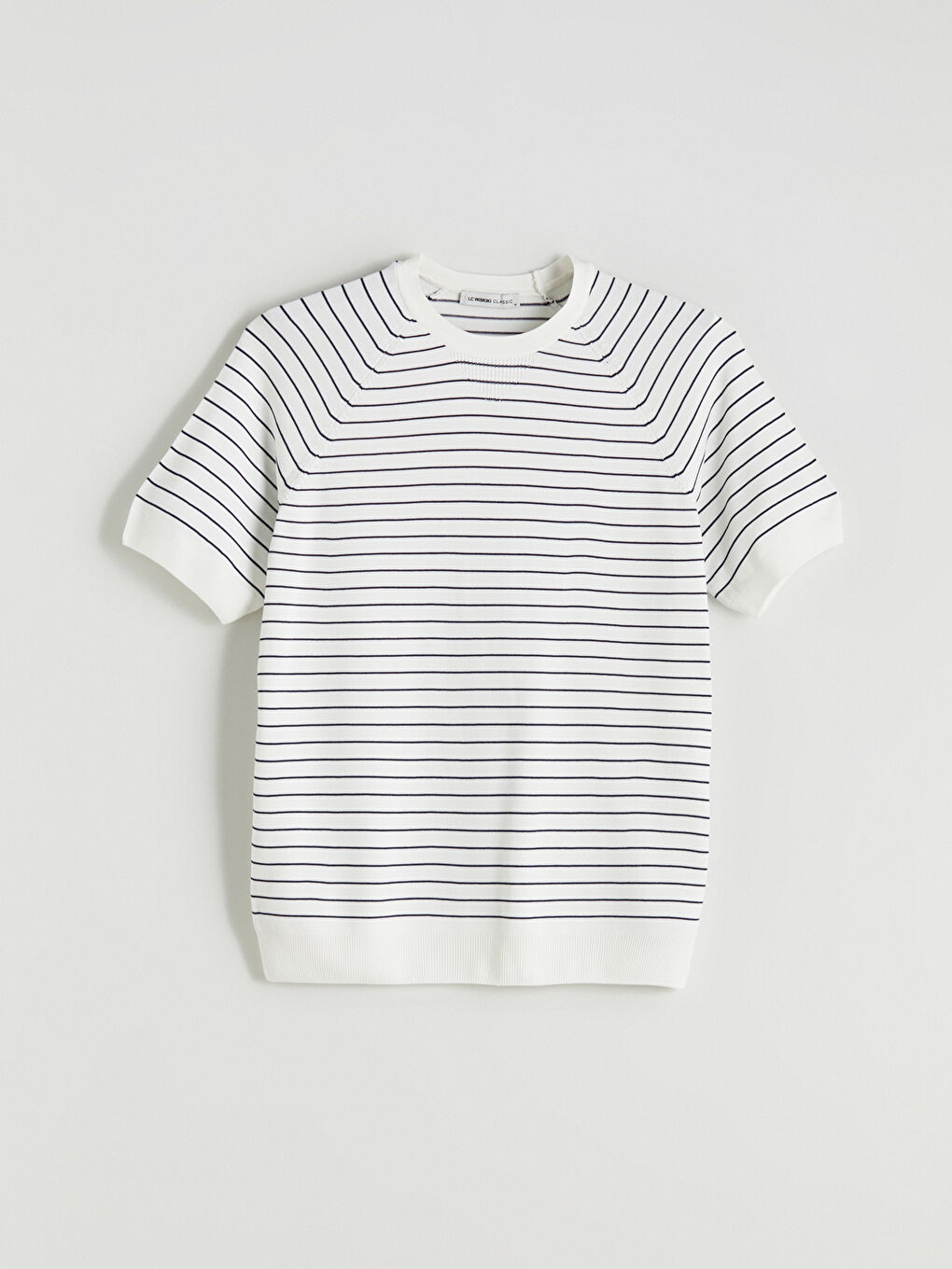 Crew Neck Short Sleeve Striped Men's Knitwear Sweater-4