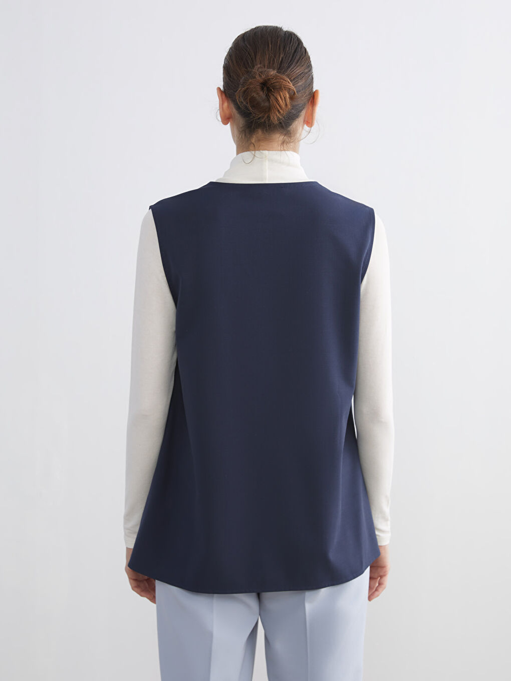 İndigo V Yaka Kadın Yelek-3