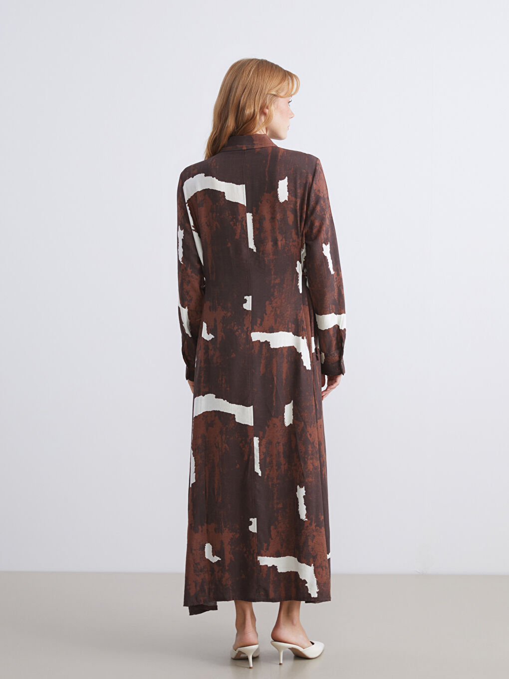 LCW Modest Woman BROWN Shirt Dress -W5IM39Z8-LQY