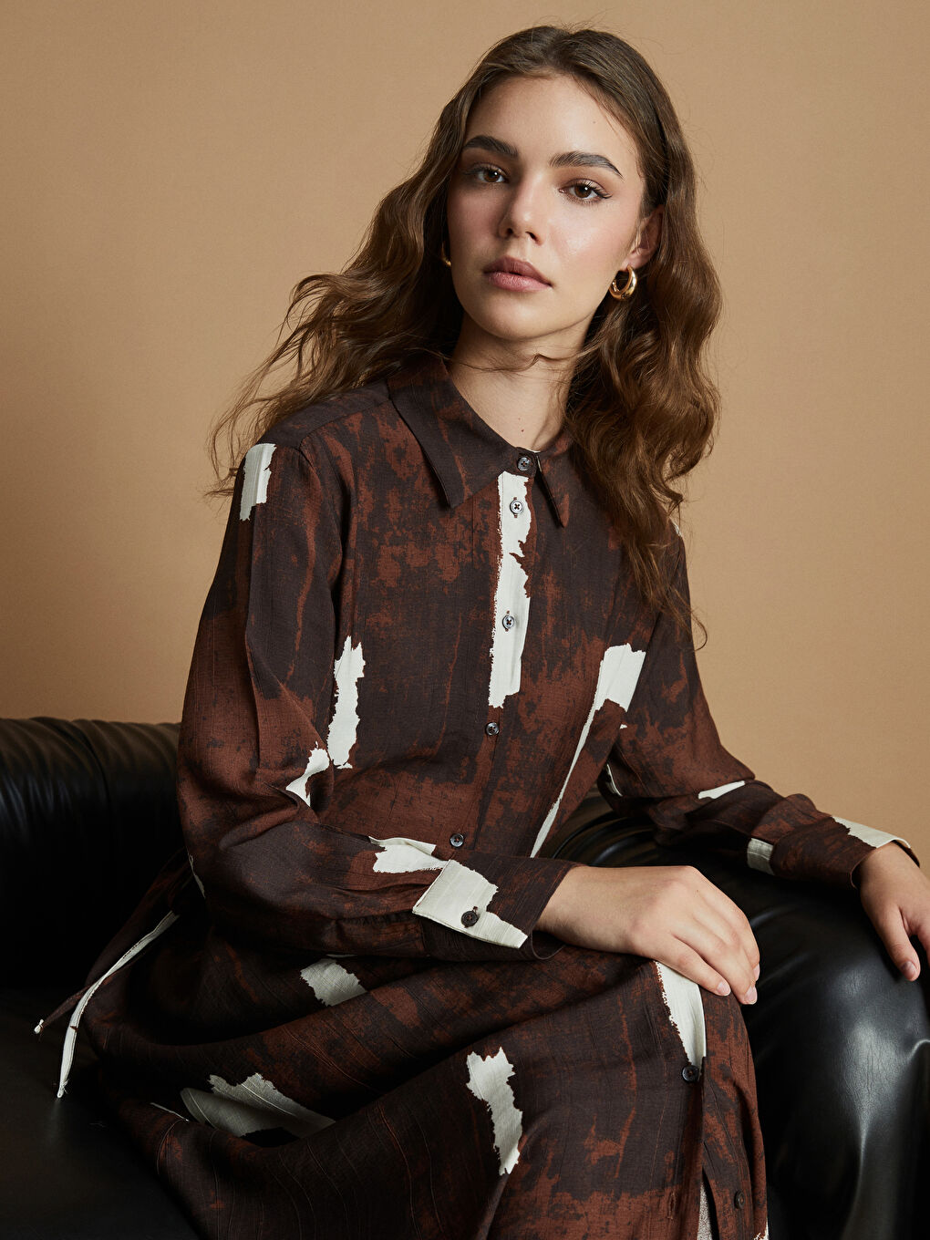 Woman BROWN Shirt Dress-2
