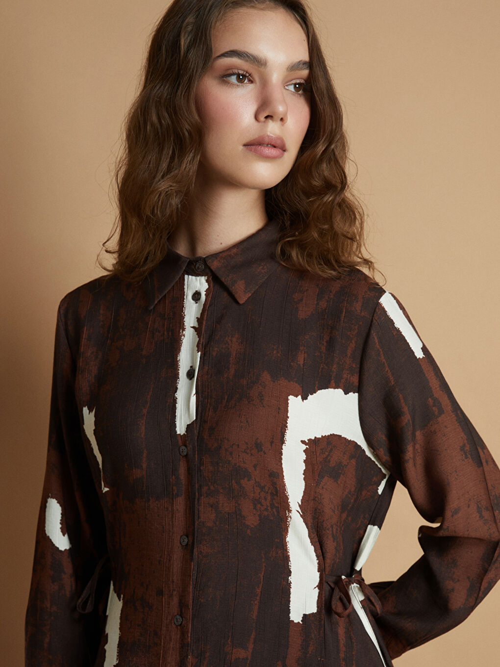 Woman BROWN Shirt Dress-3
