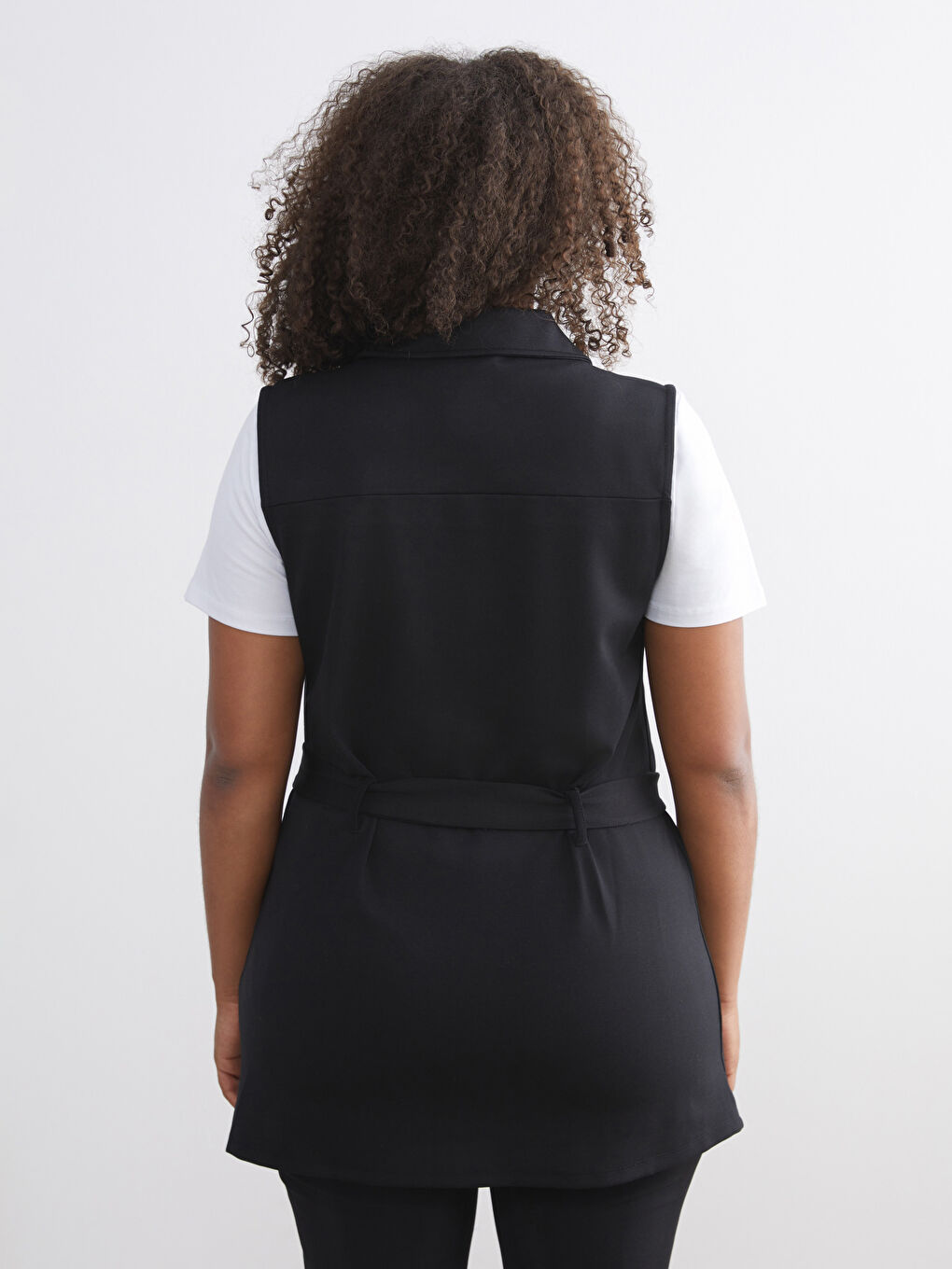 Siyah Gömlek Yaka Kadın Yelek-7