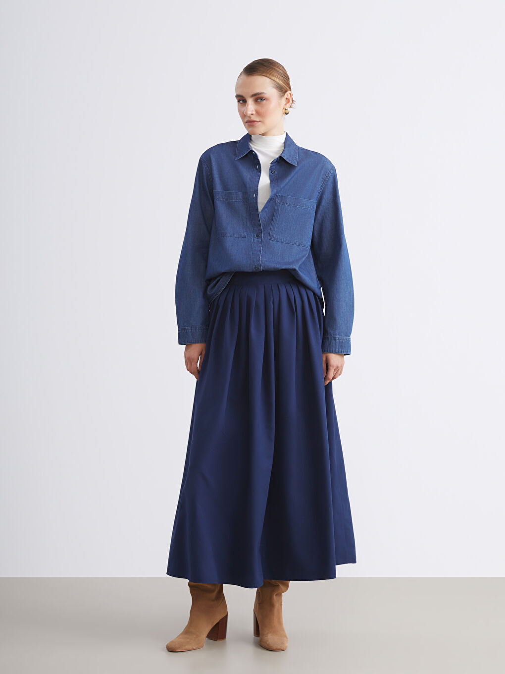 LCW Modest Woman NAVY Skirt -W5IM53Z8-Z5N