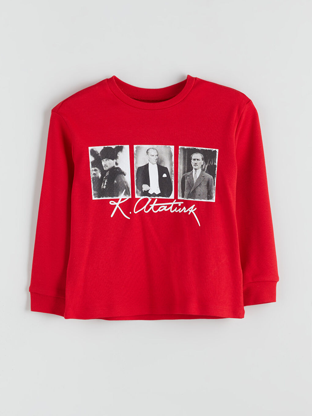 Kırmızı Bisiklet Yaka Atatürk Baskılı Erkek Çocuk Tişört-2