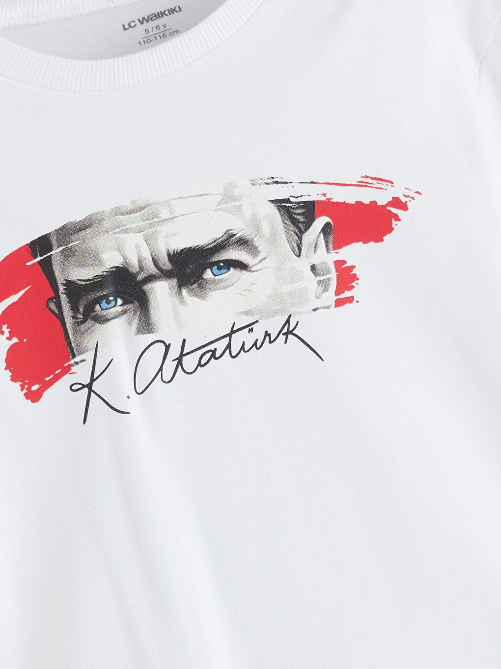 Beyaz Bisiklet Yaka Baskılı Uzun Kollu Erkek Çocuk Tişört-4