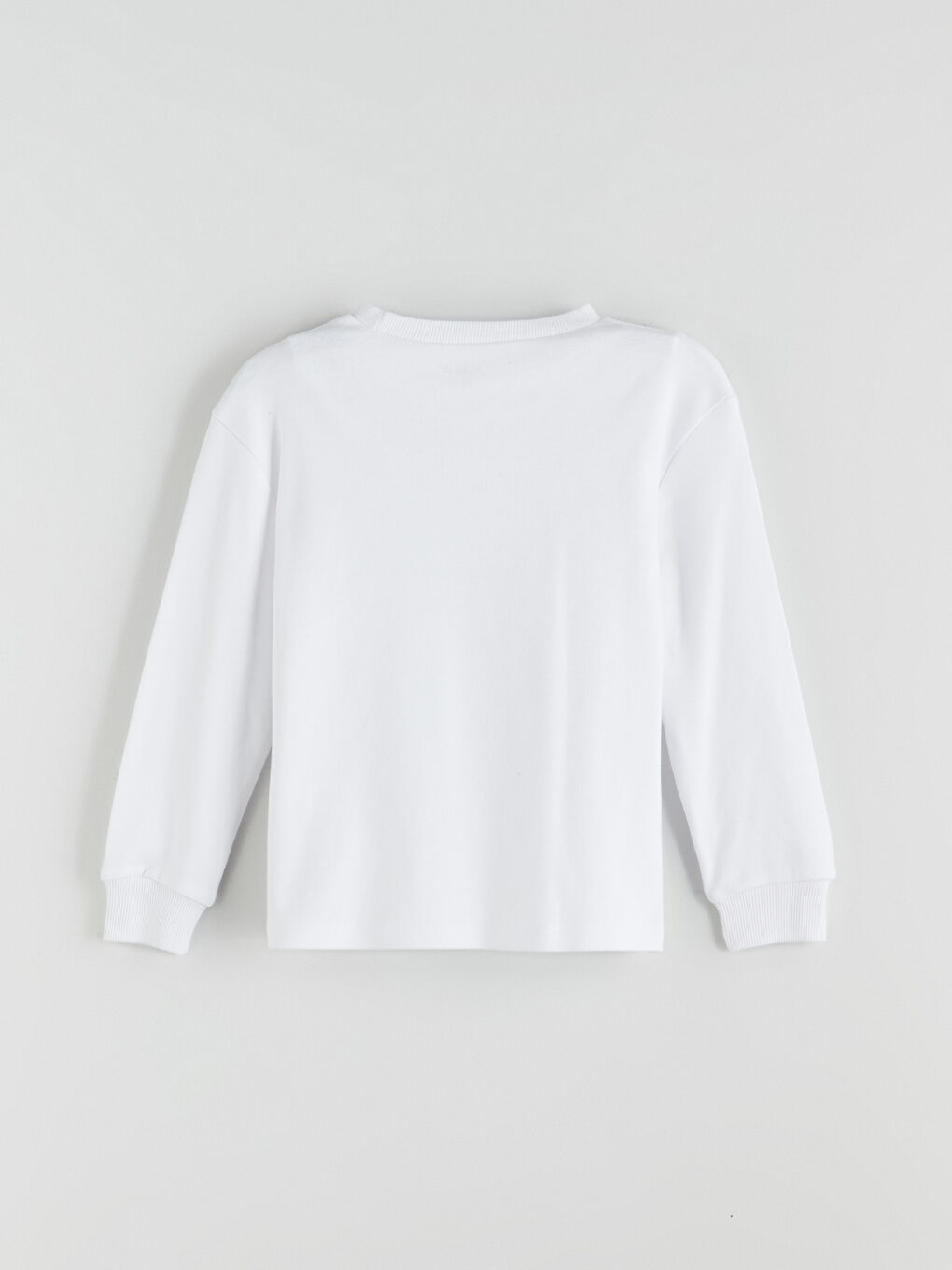 Beyaz Bisiklet Yaka Baskılı Uzun Kollu Erkek Çocuk Tişört-5