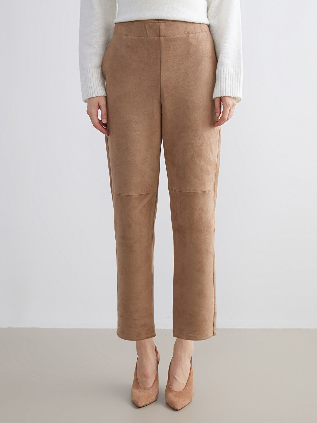Женщины Коричневый Брюки-1