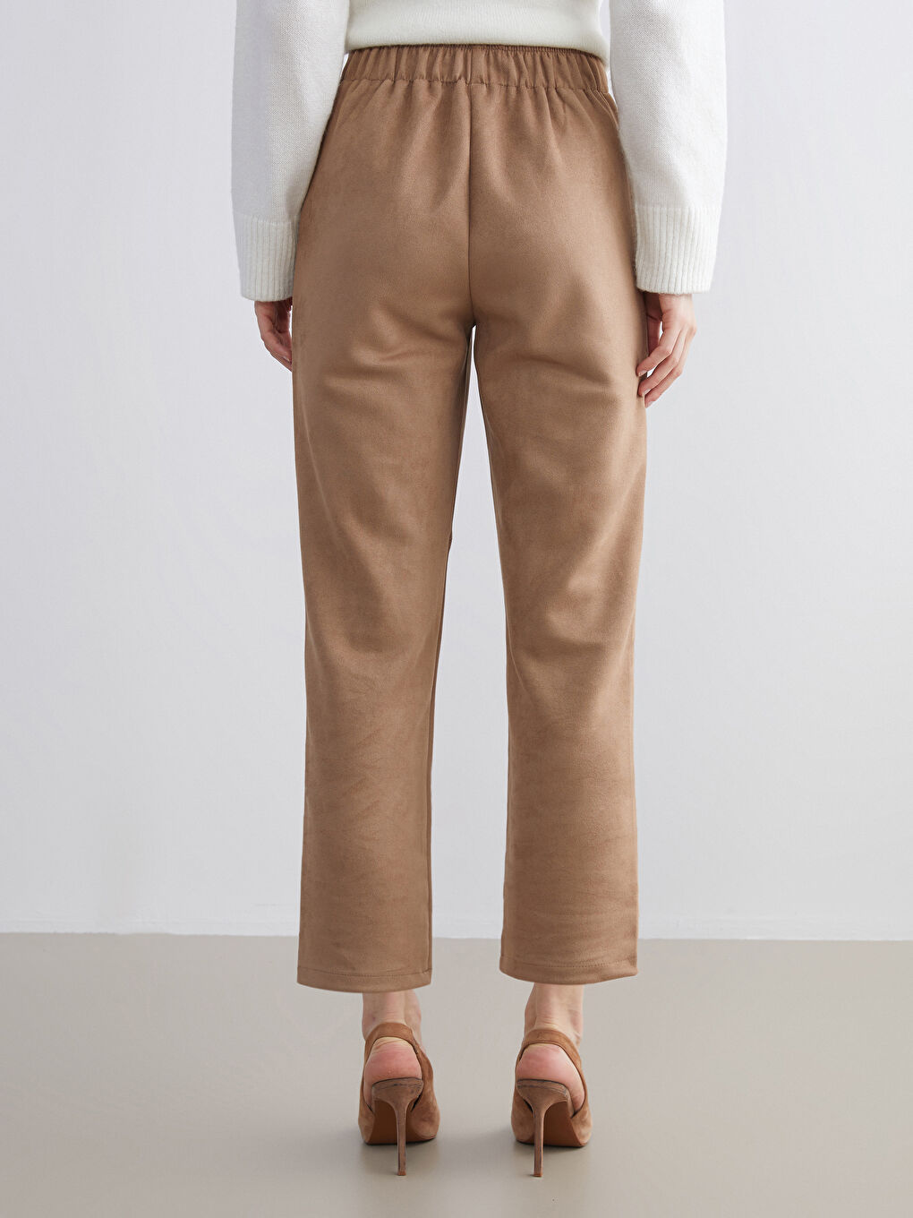 Женщины Коричневый Брюки-3