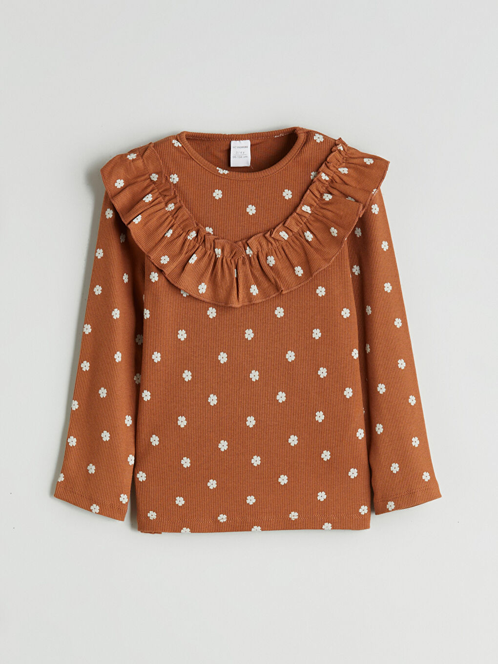 Kahverengi Bisiklet Yaka Baskılı Kız Çocuk Sweatshirt ve Tayt 2'li-1