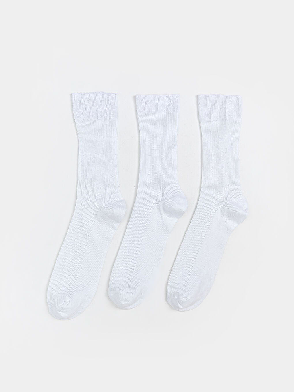 Beyaz Kadın Düz Soket Çorap 3'lü