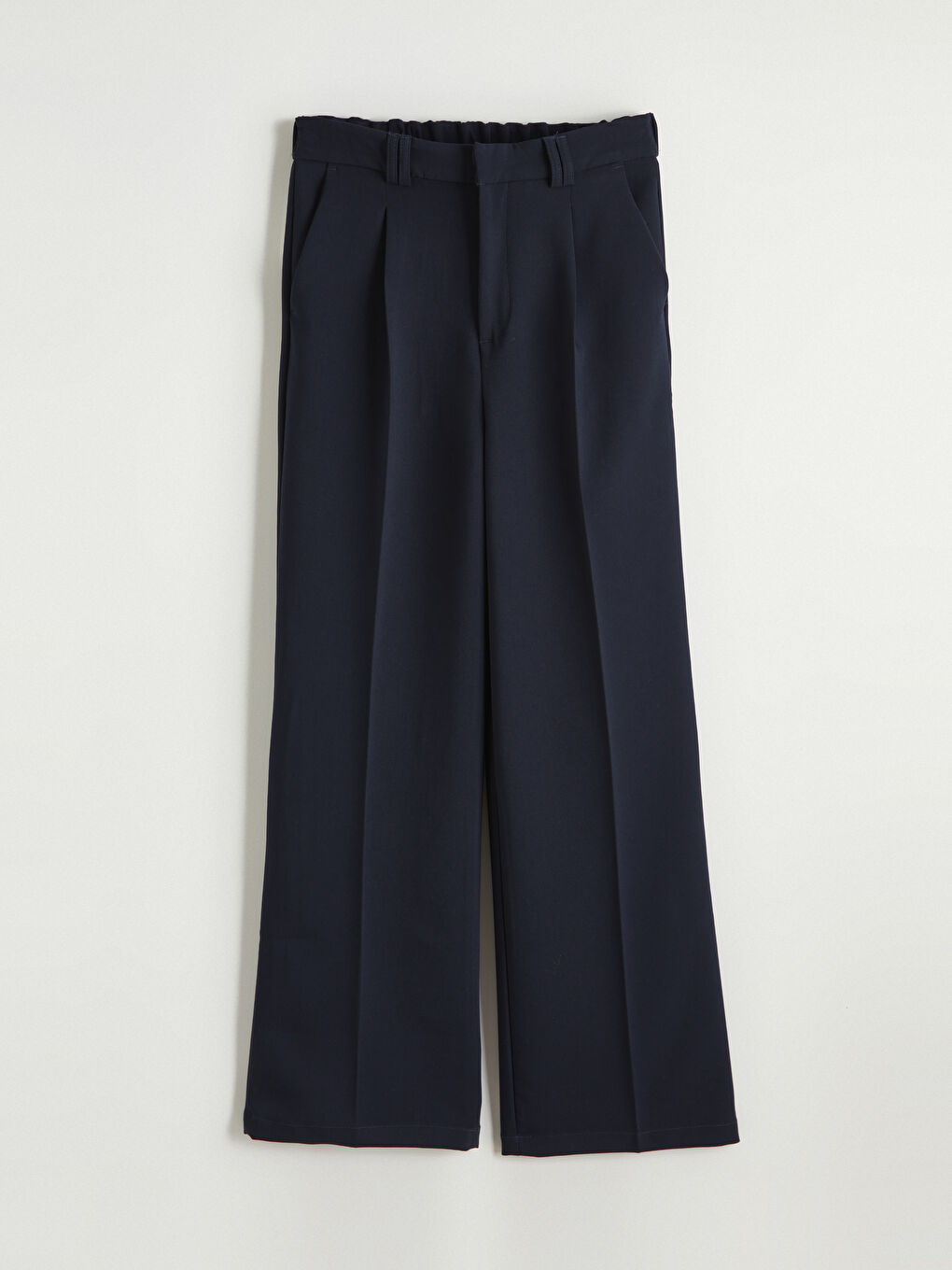 Lacivert Beli Lastikli Kadın Pileli Pantolon