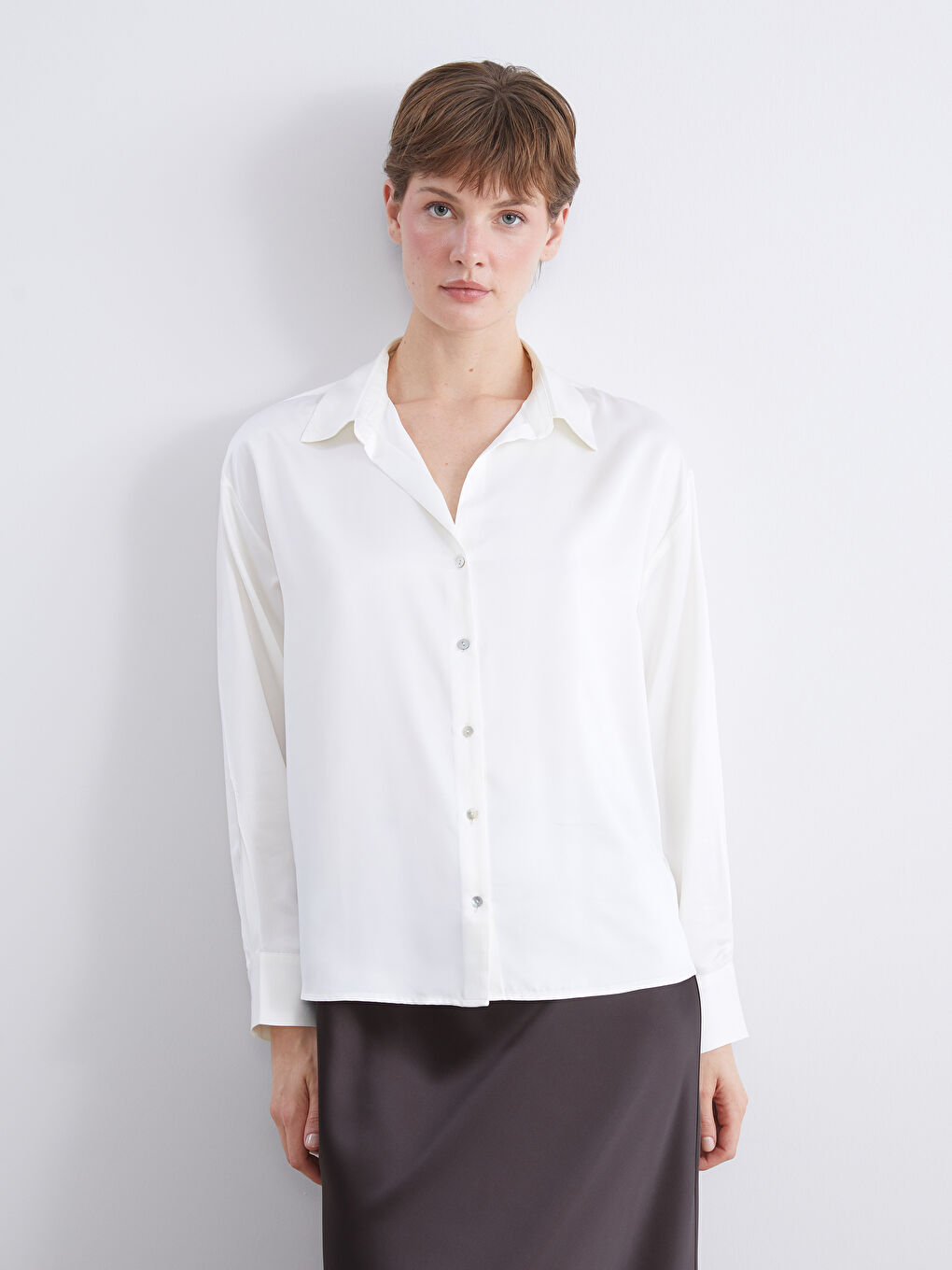 Оверсайз Сатиновая Женская Рубашка