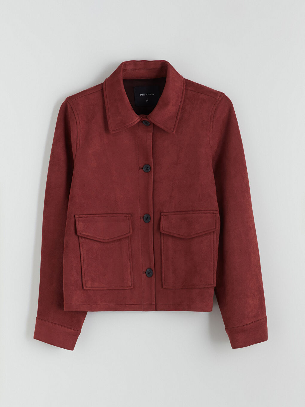 Collared Neck Women's Faux Suede Jacket-5