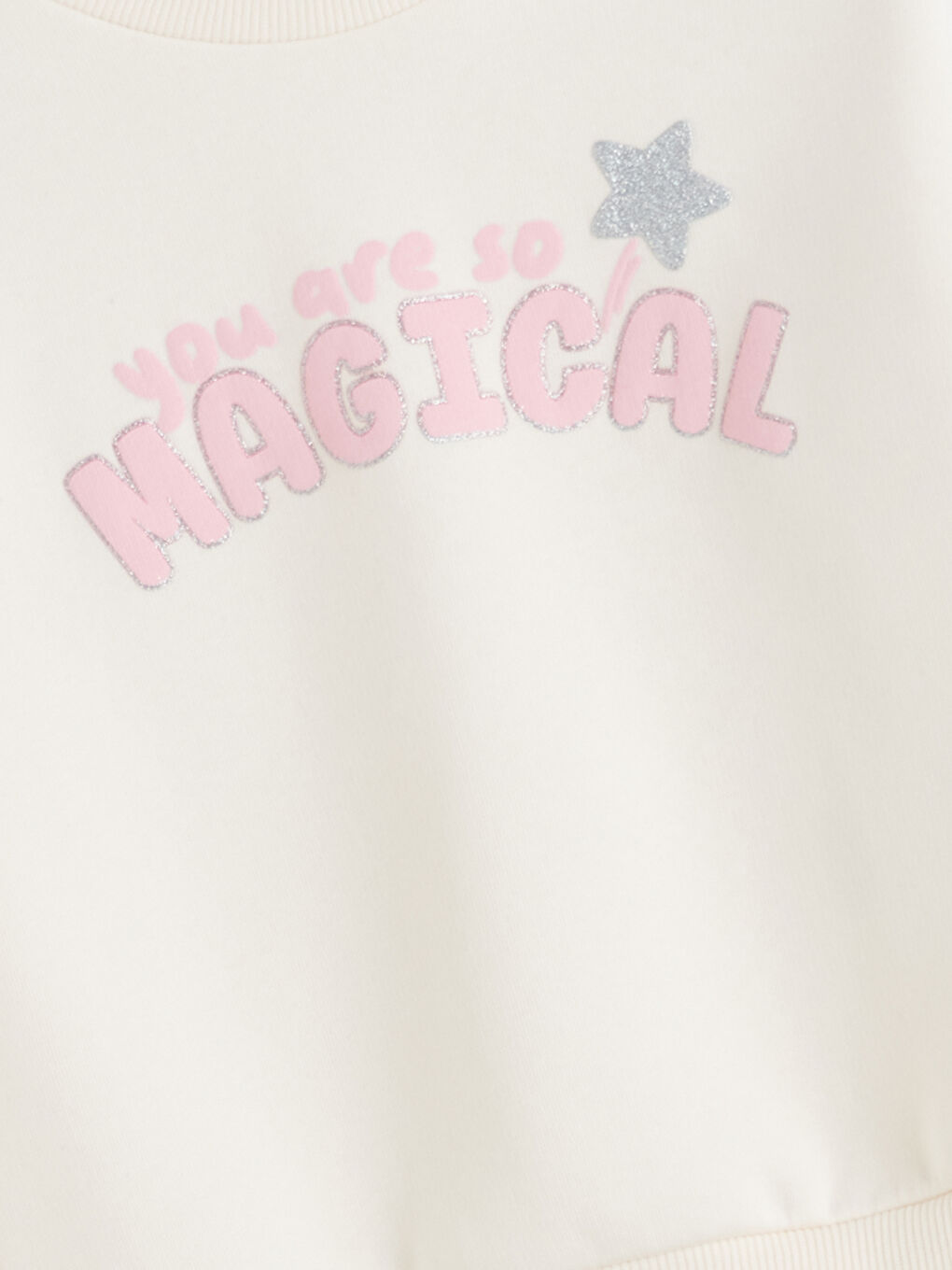 Ekru Bisiklet Yaka Kız Çocuk Sweatshirt-1