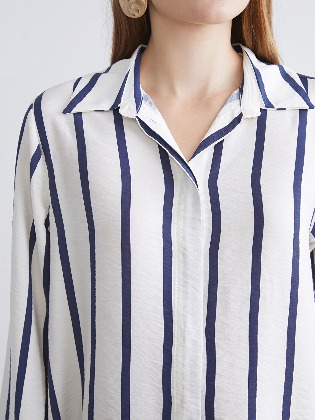 LCWAIKIKI Classic Striped Women's Shirt Tunic -W5IN14Z8-LGS