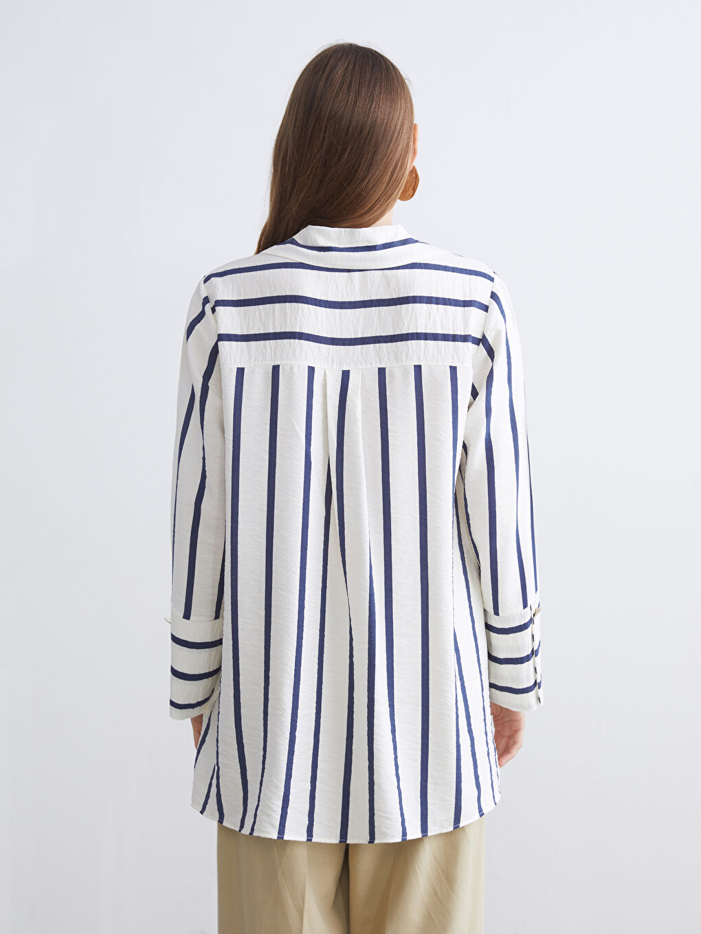 LCWAIKIKI Classic Striped Women's Shirt Tunic -W5IN14Z8-LGS