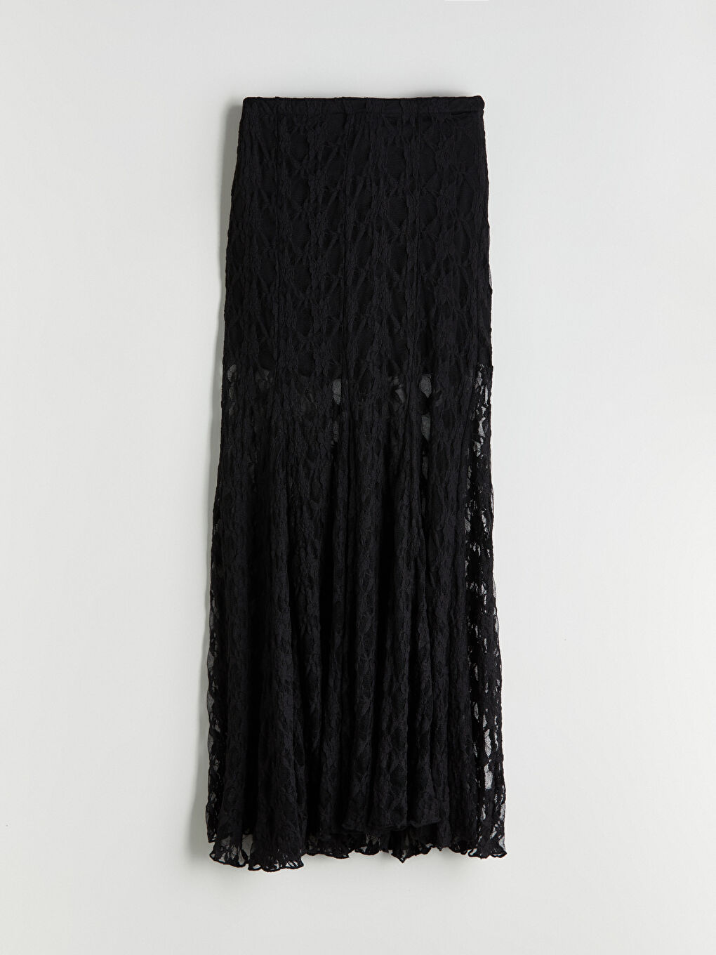 Siyah Beli Lastikli Dantelli Fırfırlı Etek-4