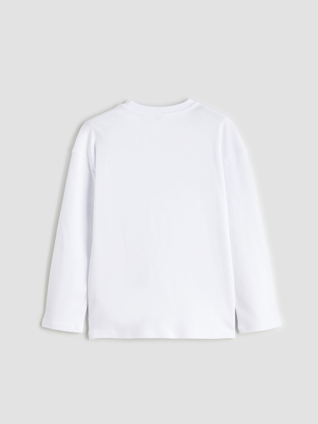 Beyaz Bisiklet Yaka Erkek Çocuk Tişört-1