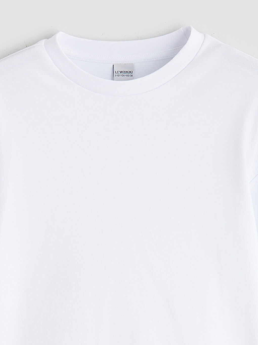 Beyaz Bisiklet Yaka Erkek Çocuk Tişört-2