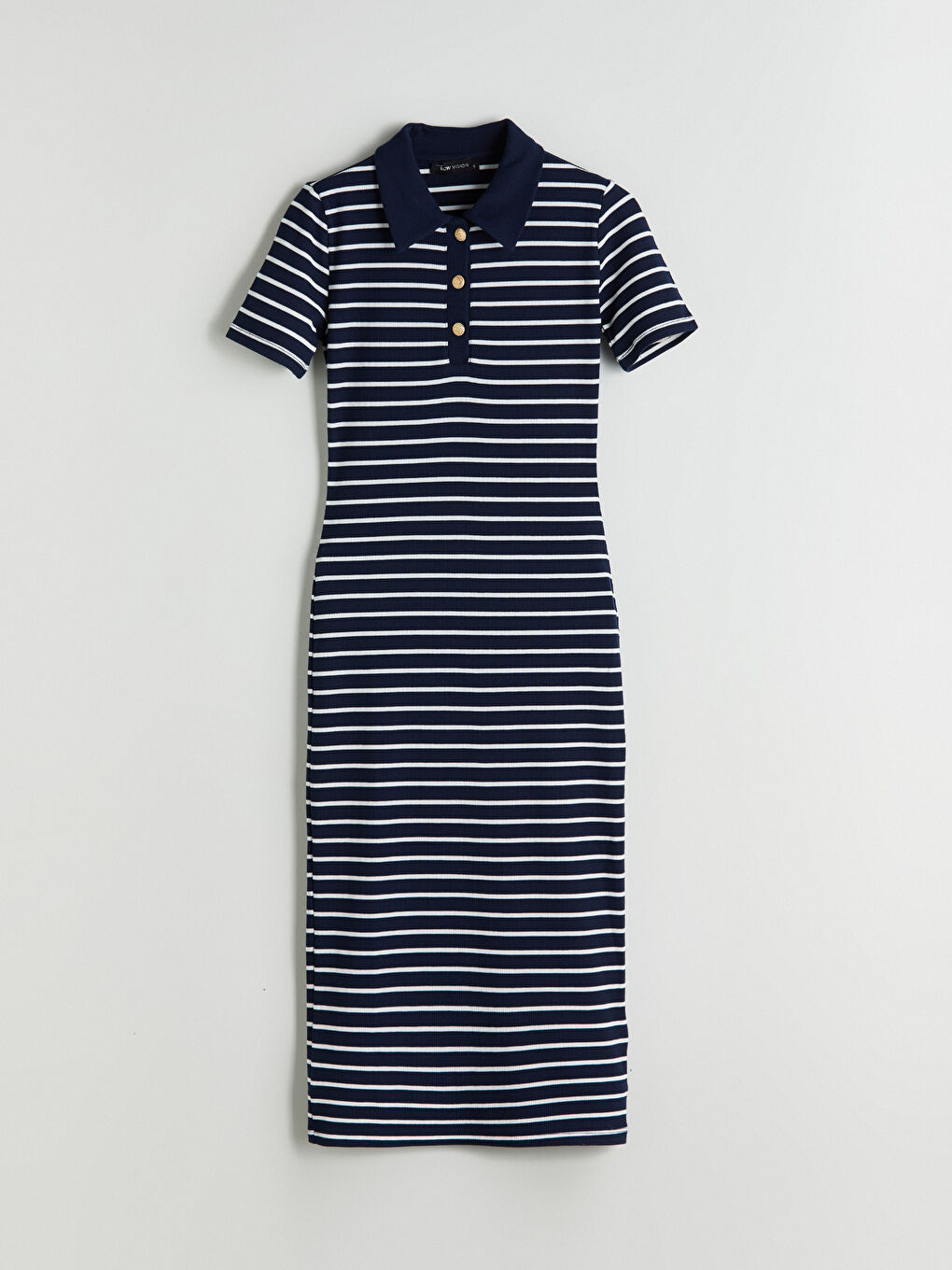 LCW Vision Polo Neck Striped Dress -W5IN32Z8-LGS