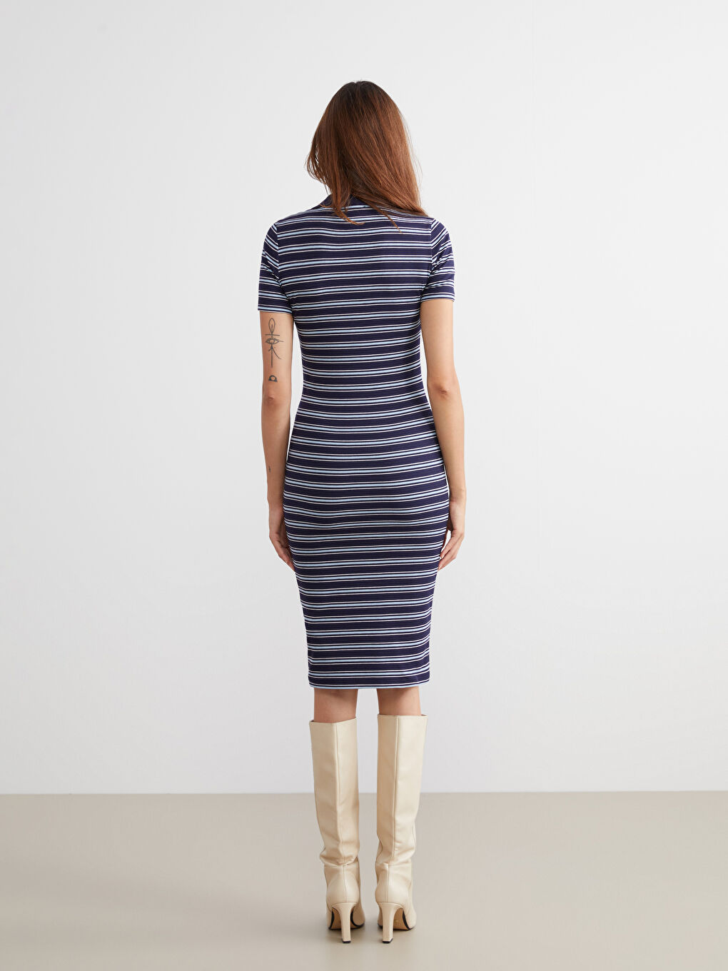 Polo Neck Striped Dress-4