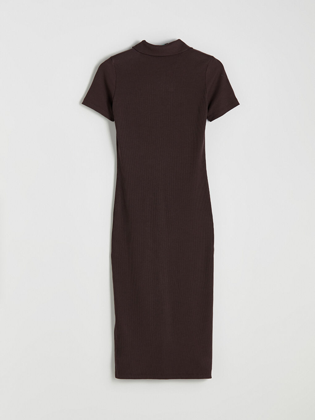 Kahverengi Polo Yaka Fitilli Elbise-5