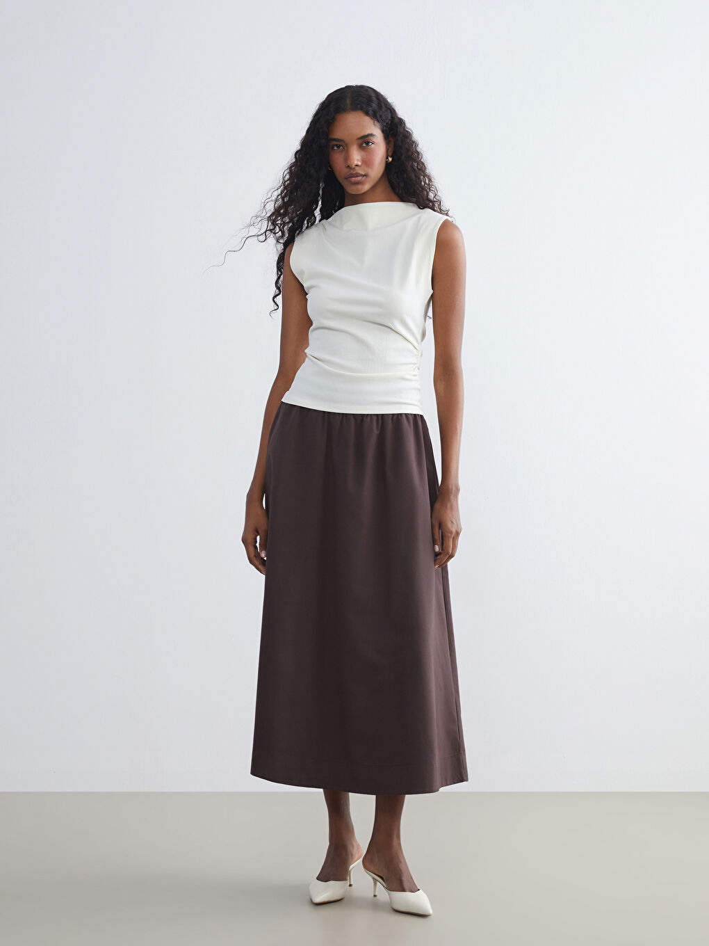 Draped Neck Ruched Blouse-1