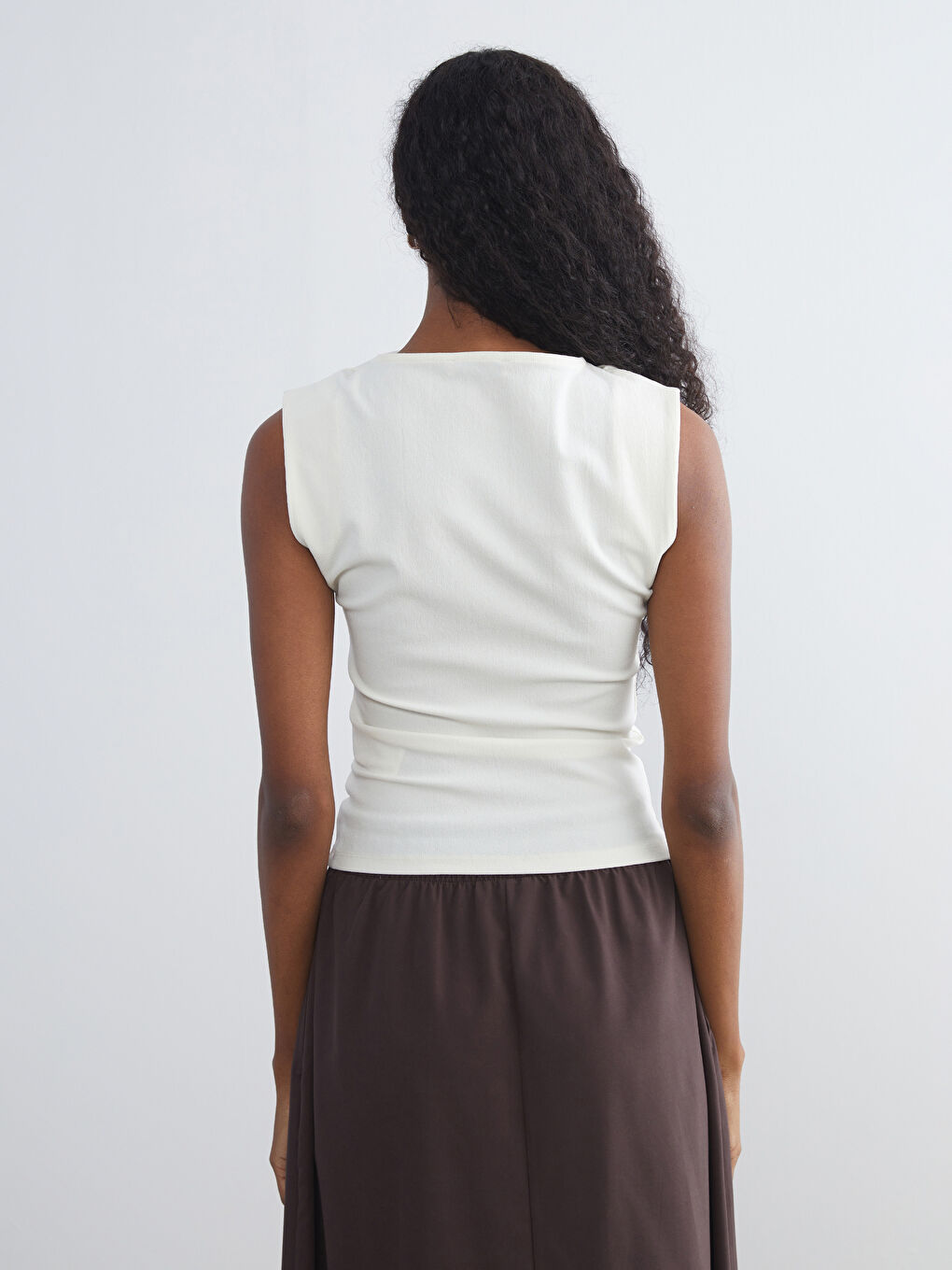 Draped Neck Ruched Blouse-3