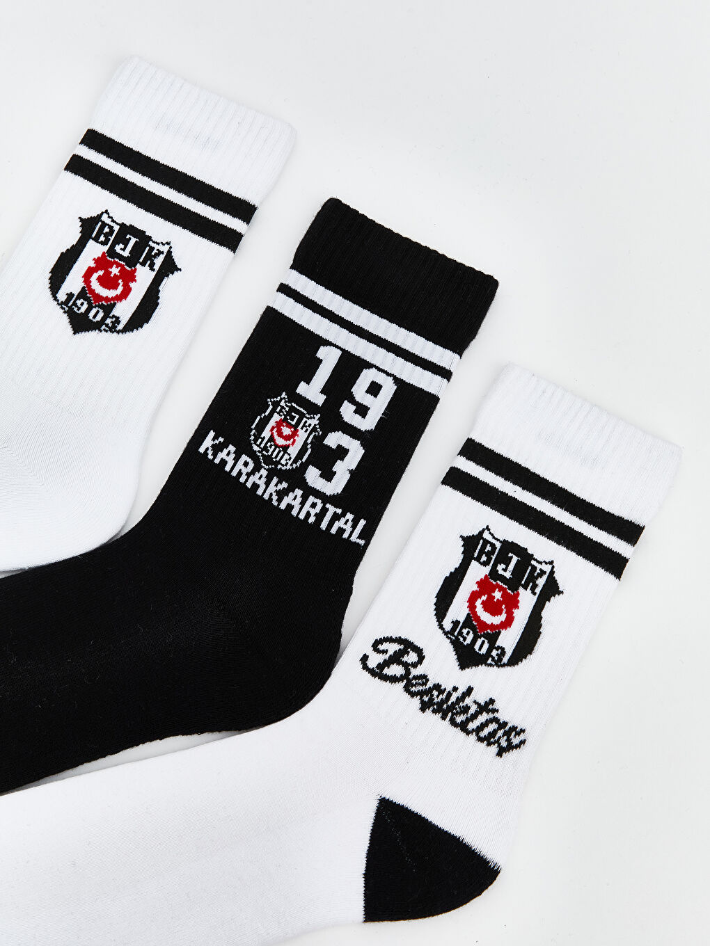 Karışık Beşiktaş Baskılı Erkek Soket Havlu Çorap 3'lü-1