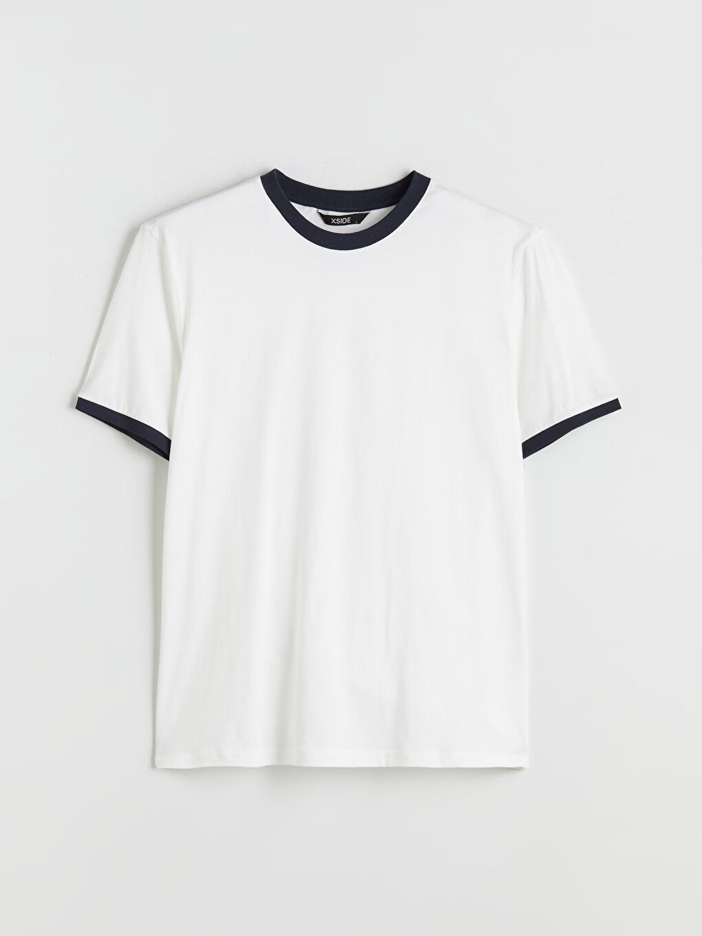 Ekru Bisiklet Yaka Penye Erkek Tişört-4