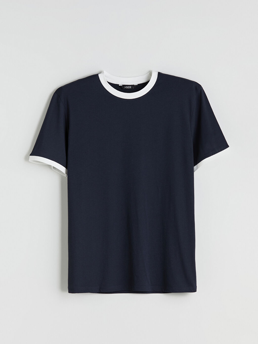 Lacivert Bisiklet Yaka Penye Erkek Tişört-4