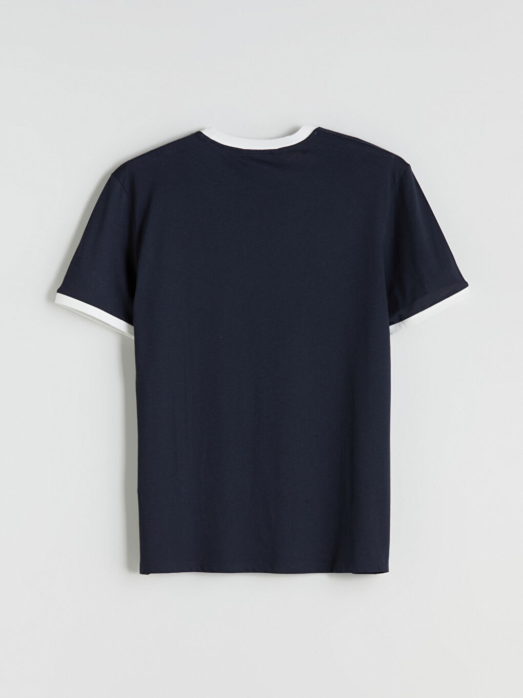 Lacivert Bisiklet Yaka Penye Erkek Tişört-5