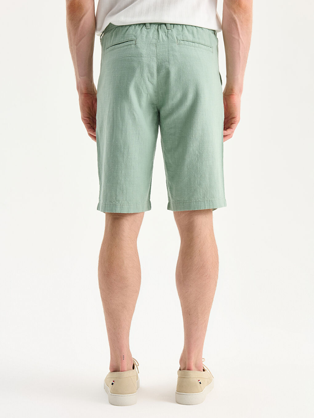 Yeşil Standart Kalıp Armürlü Erkek Şort-3