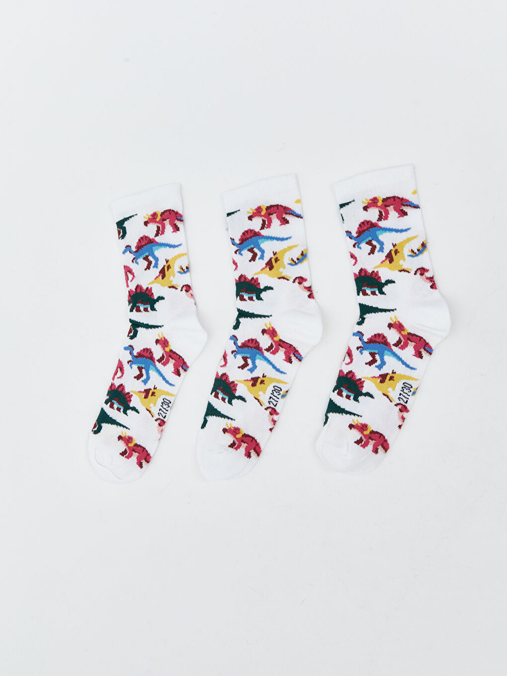 Beyaz Desenli Erkek Çocuk Soket Çorap 3'lü