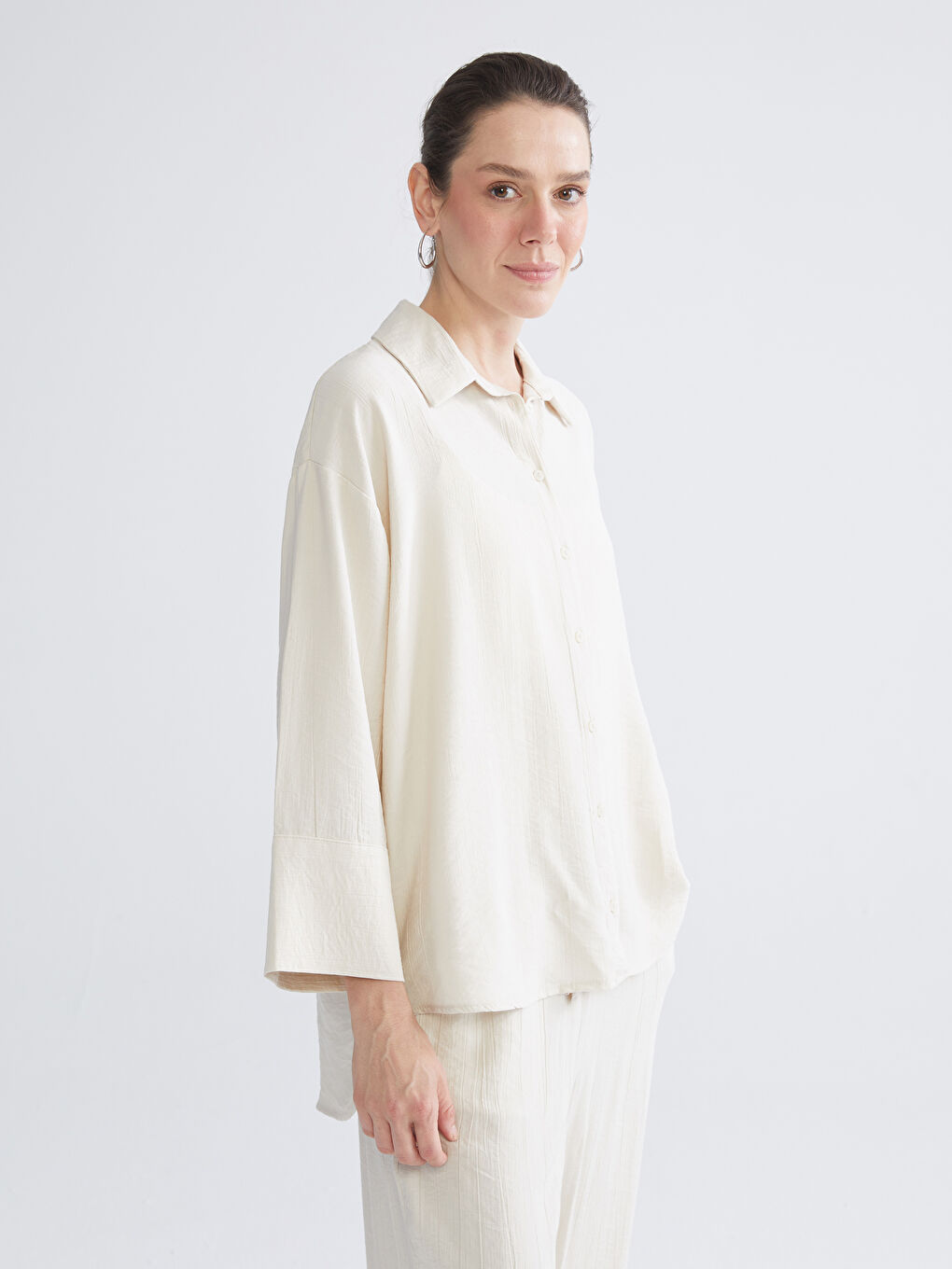 Textured Oversize Women's Shirt