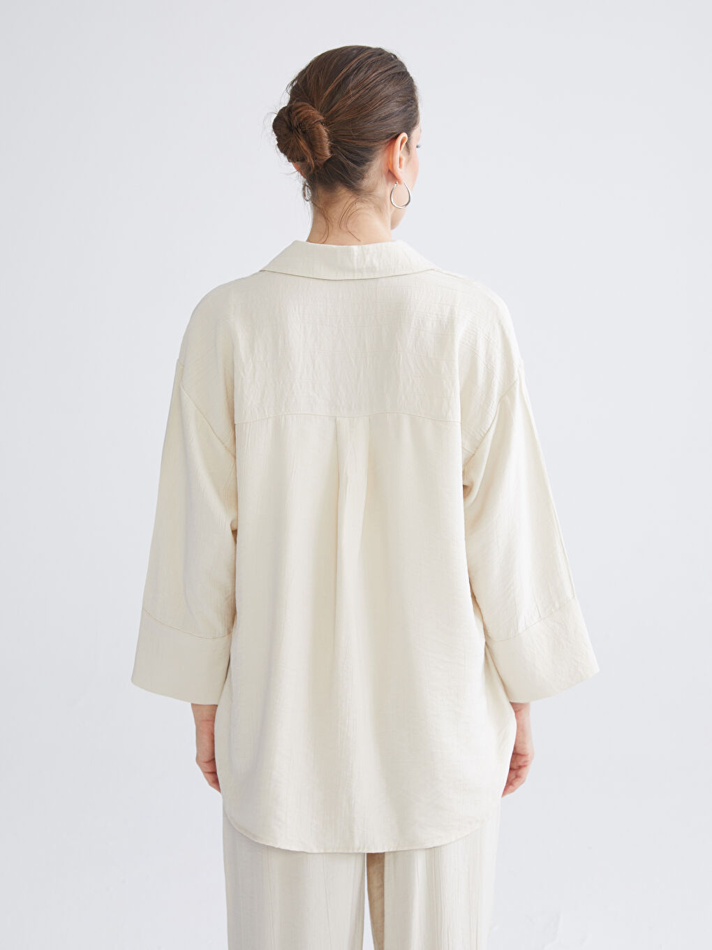 Textured Oversize Women's Shirt-4