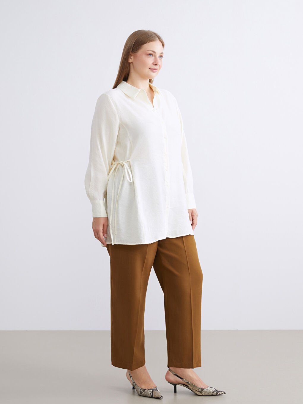 Sarı Modal Karışımlı Kadın Gömlek Tunik-5